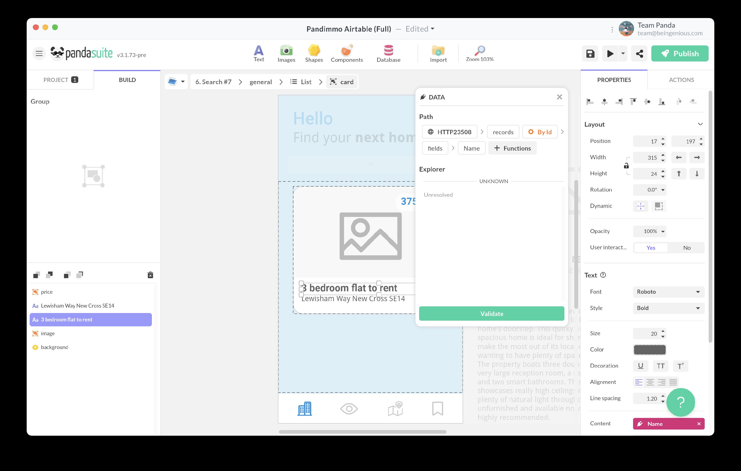 data binding results