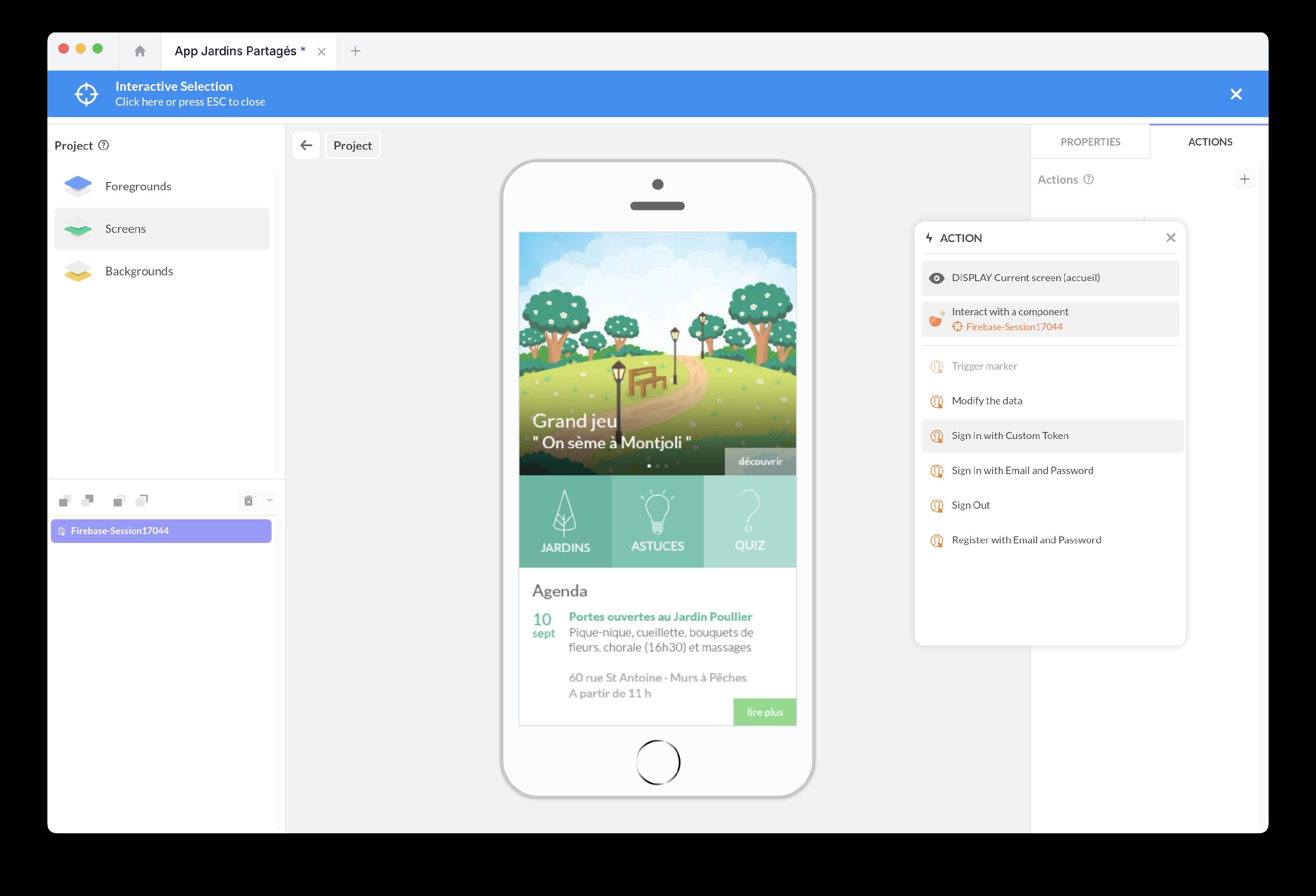 Login with a custom token example