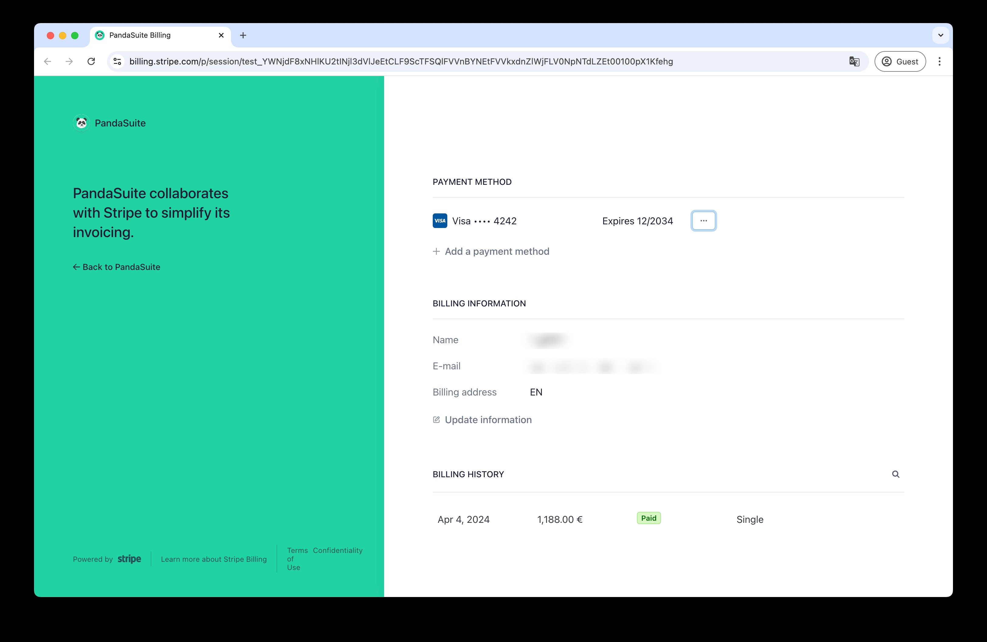 Example of coupon application