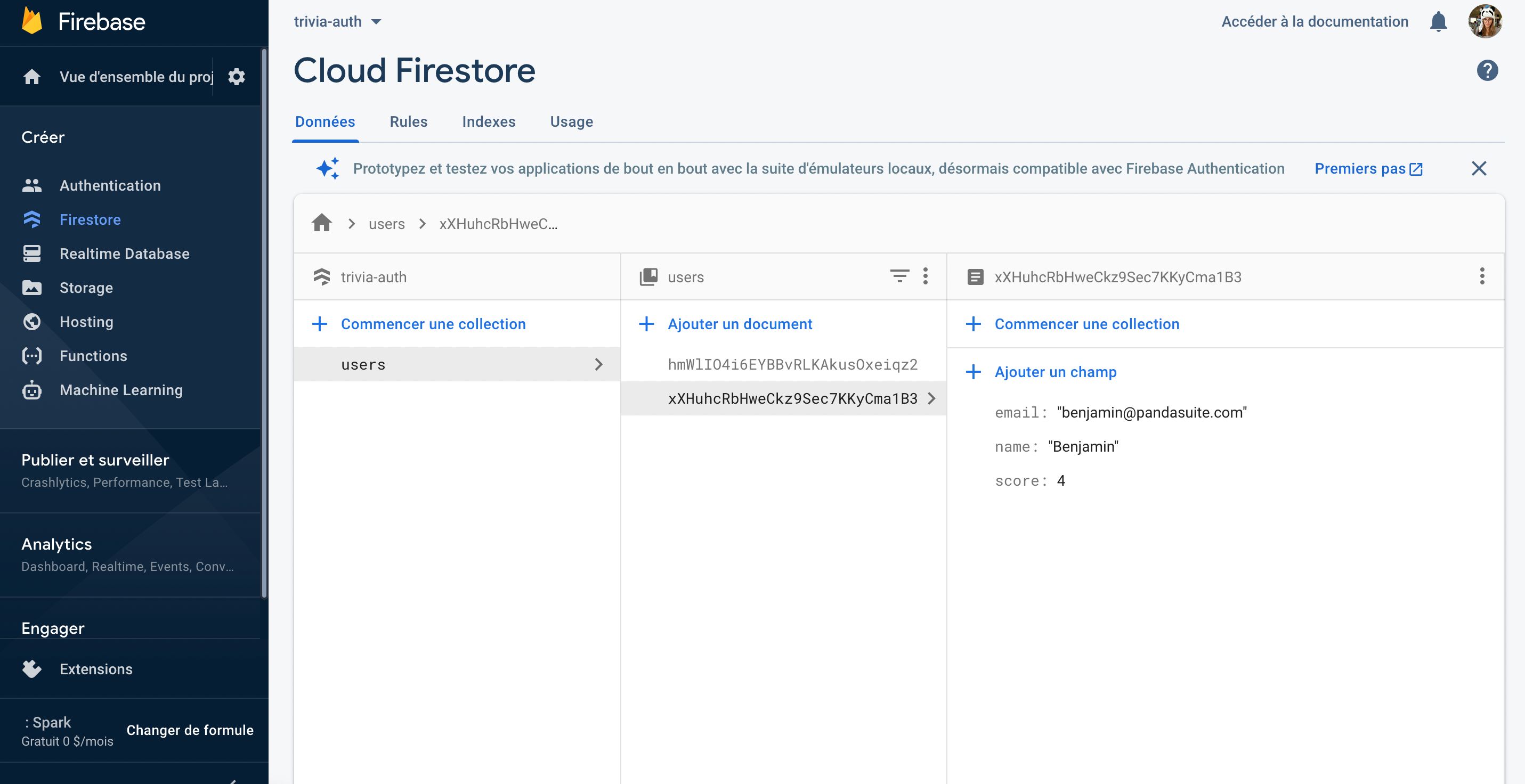 Managing data in Firestore console