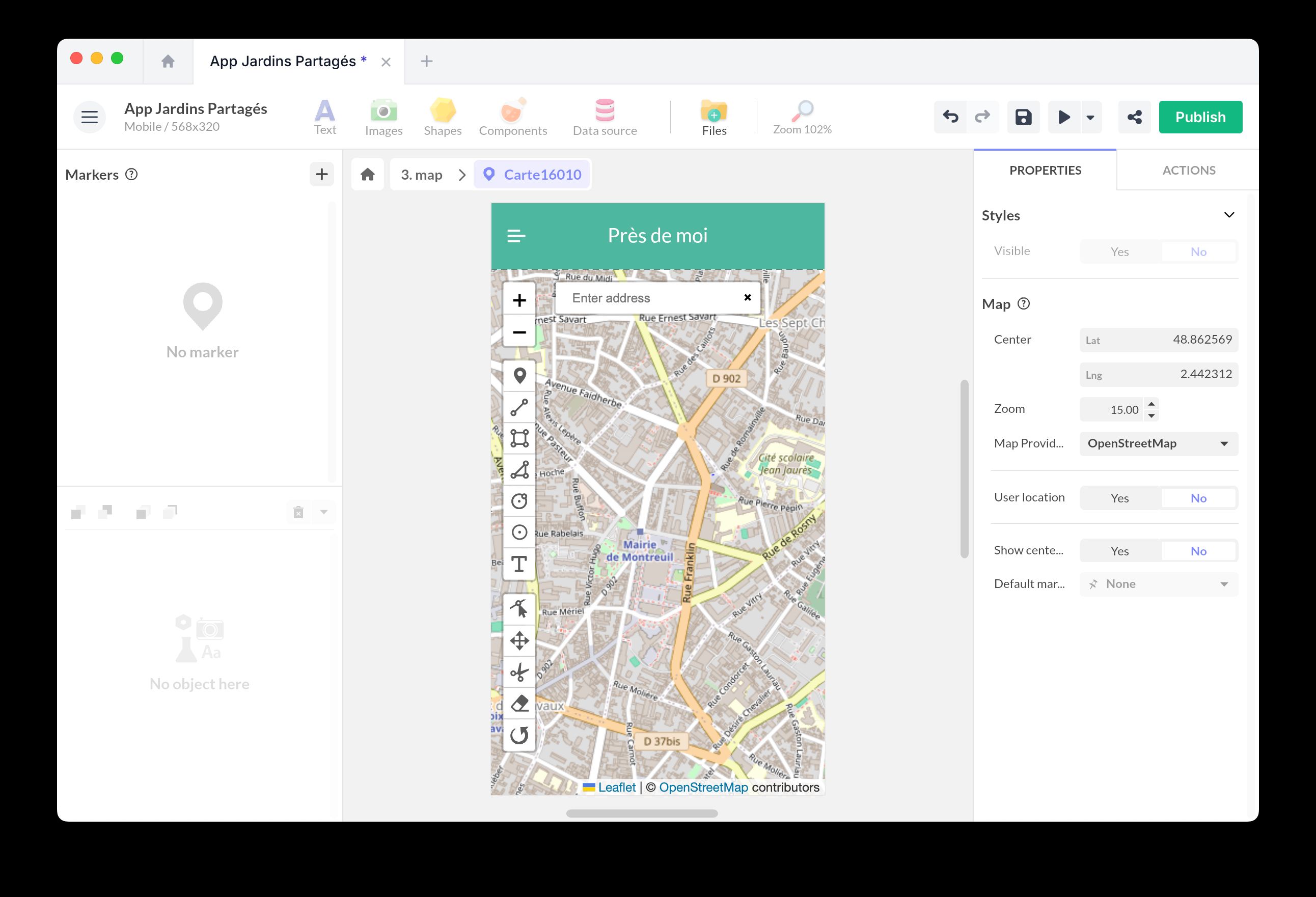 Map Display in Workspace