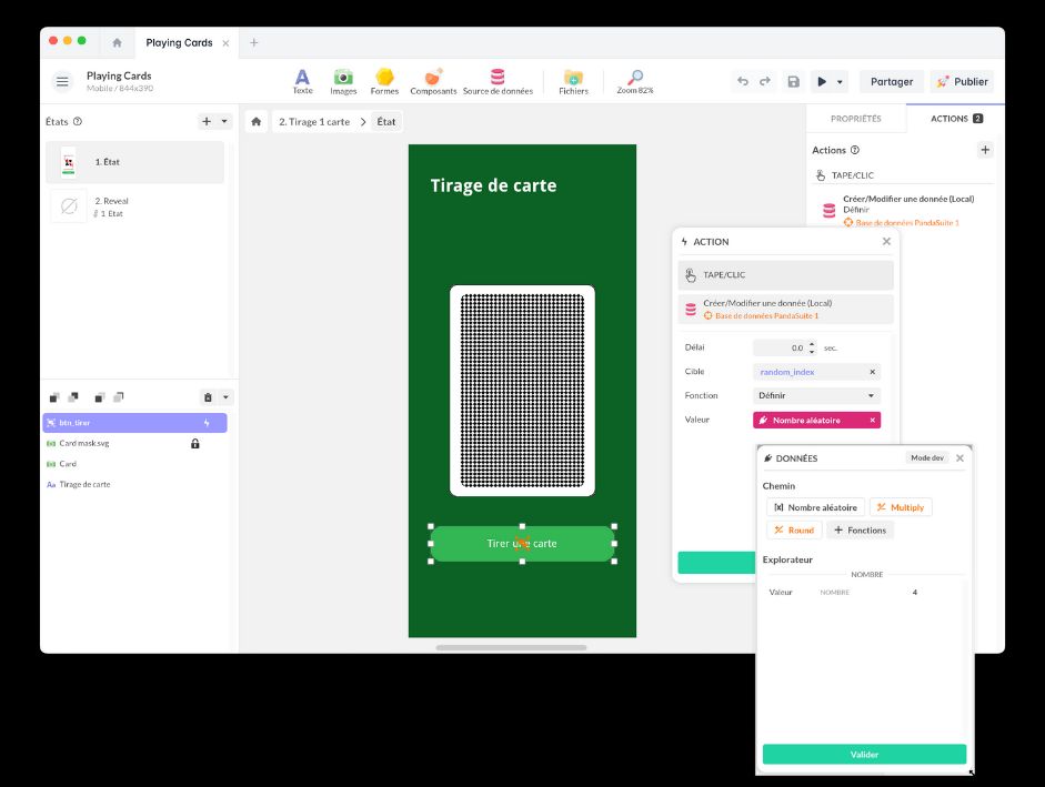 Action pour définir une carte de manière aléatoire