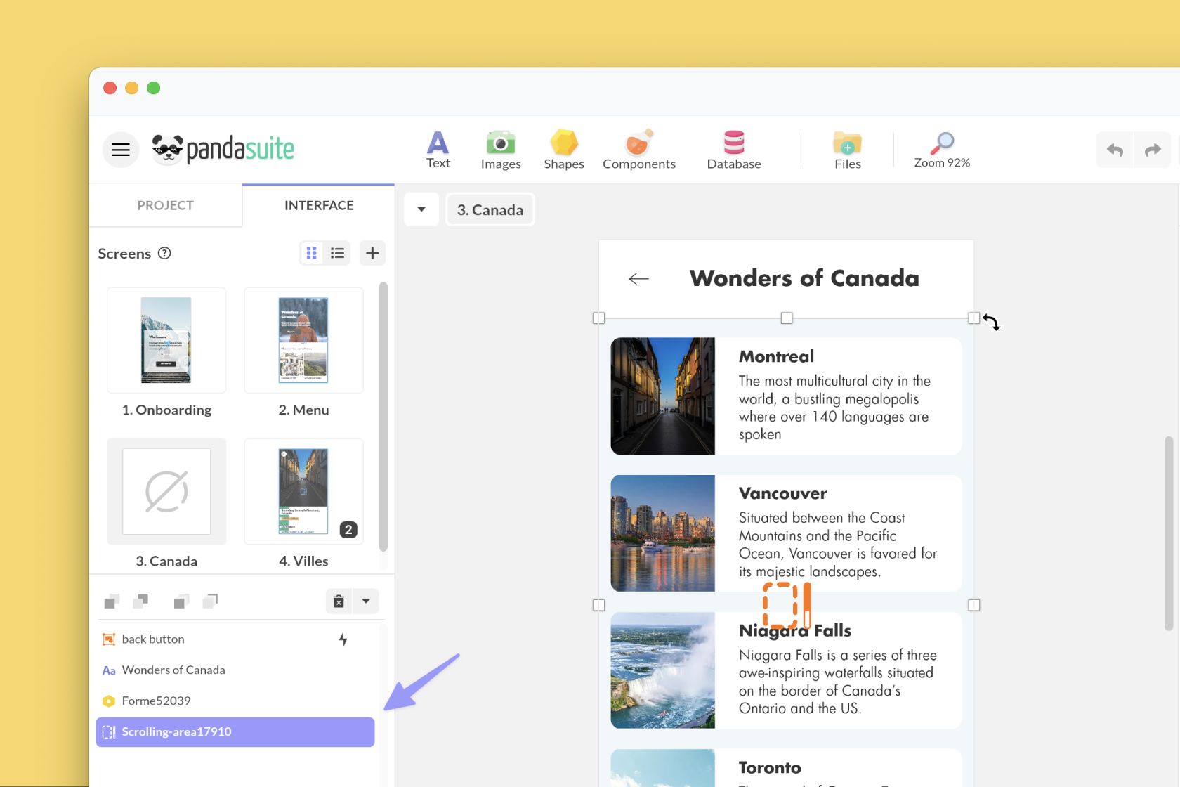 Object list screen preview