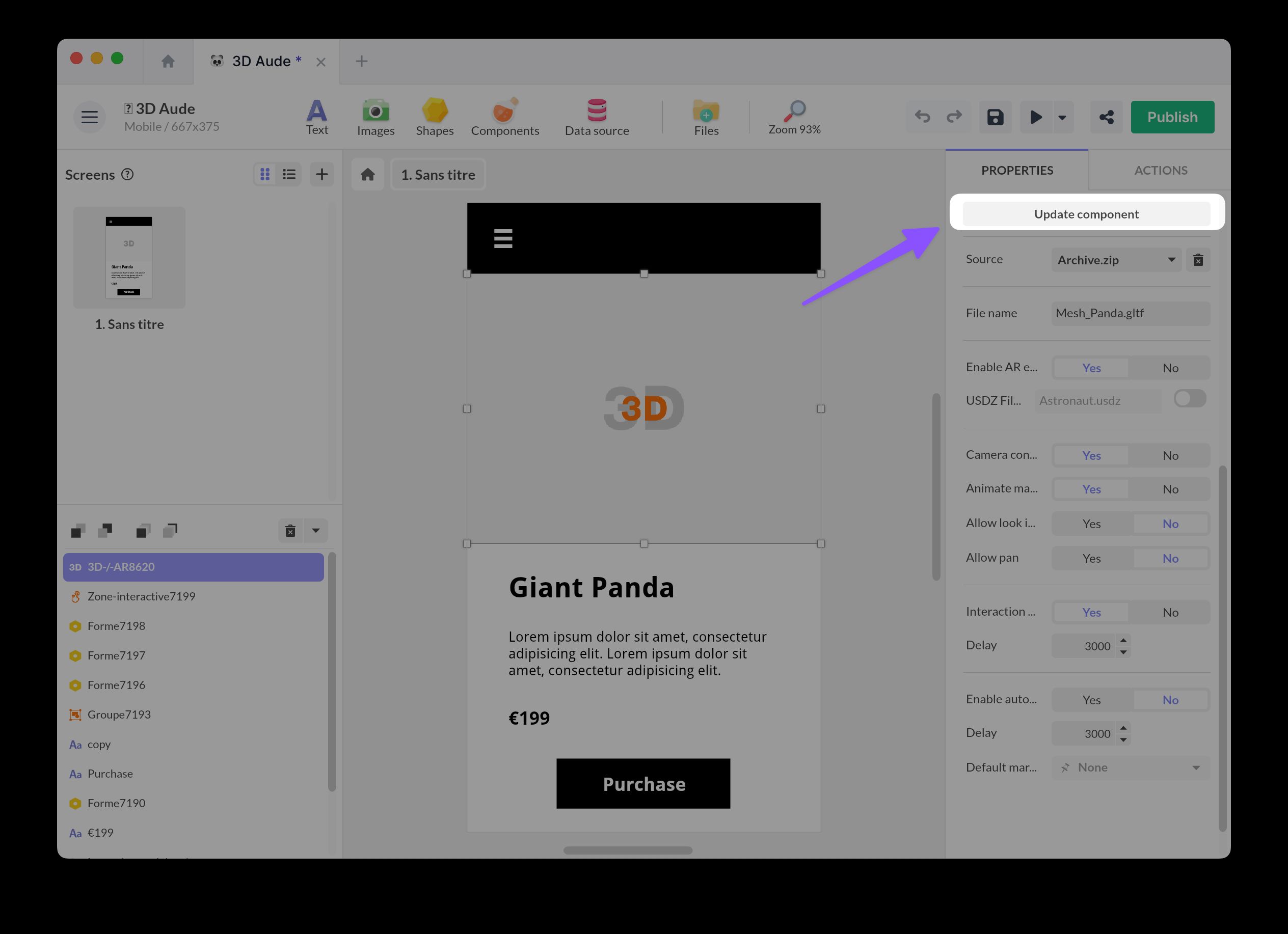 PandaSuite update component