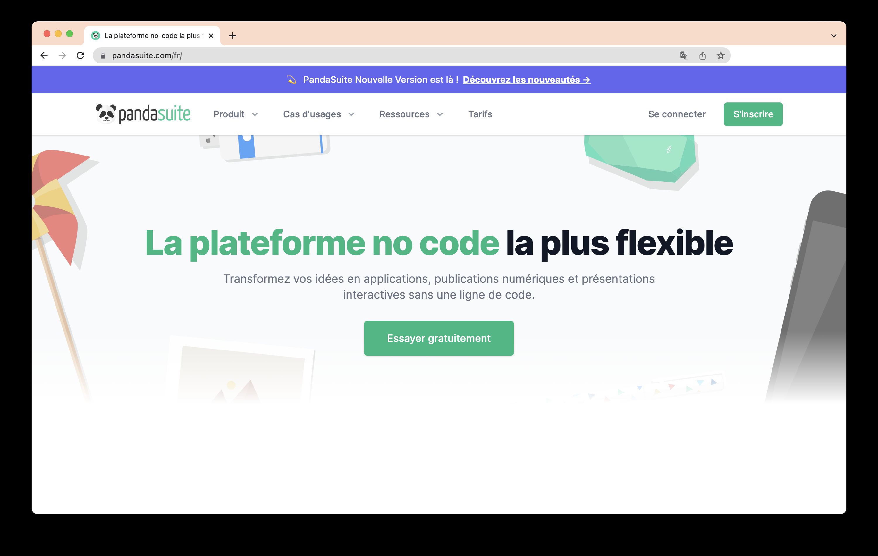 Pandasuite.com homepage