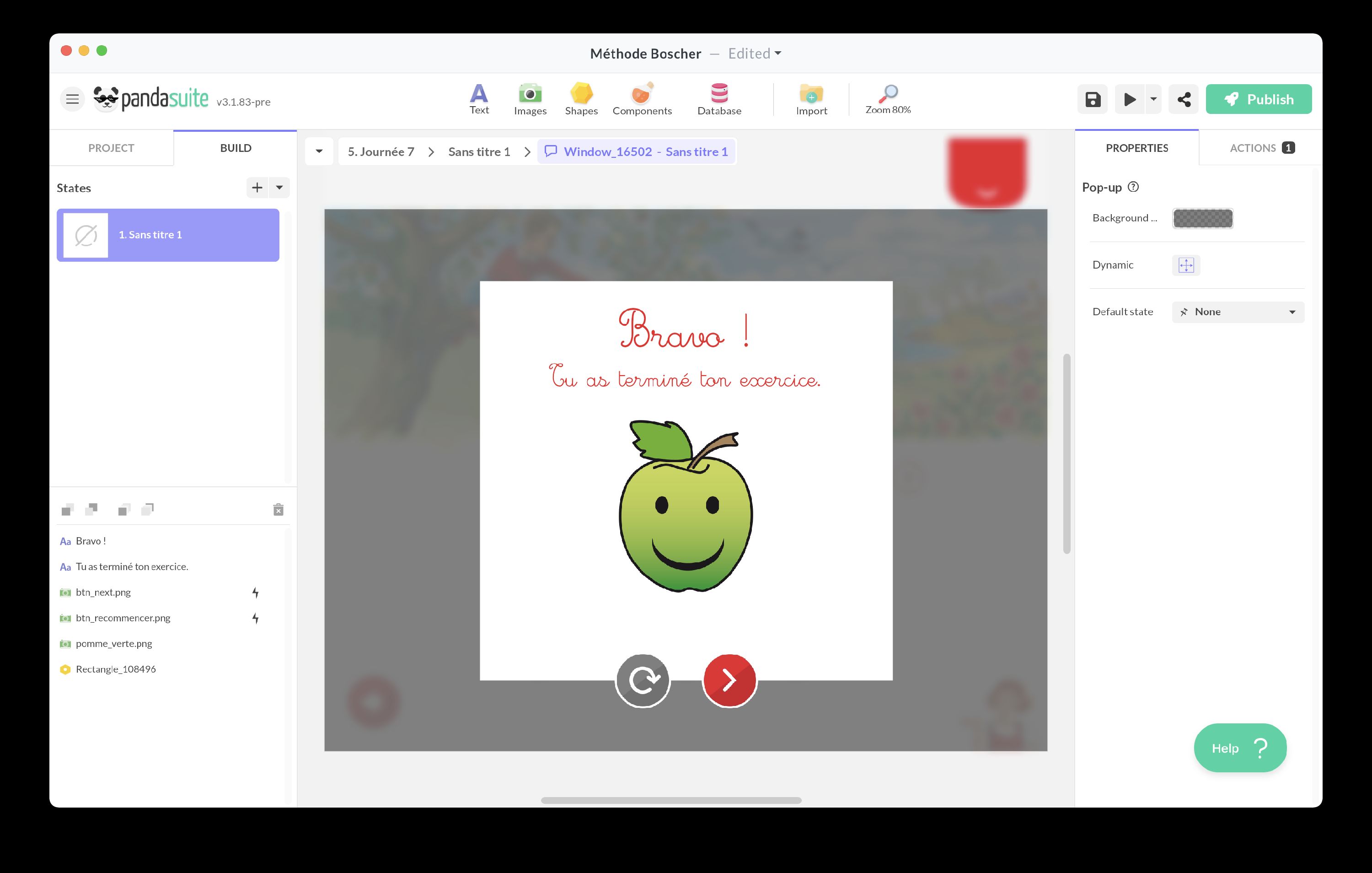 Pop-up component settings