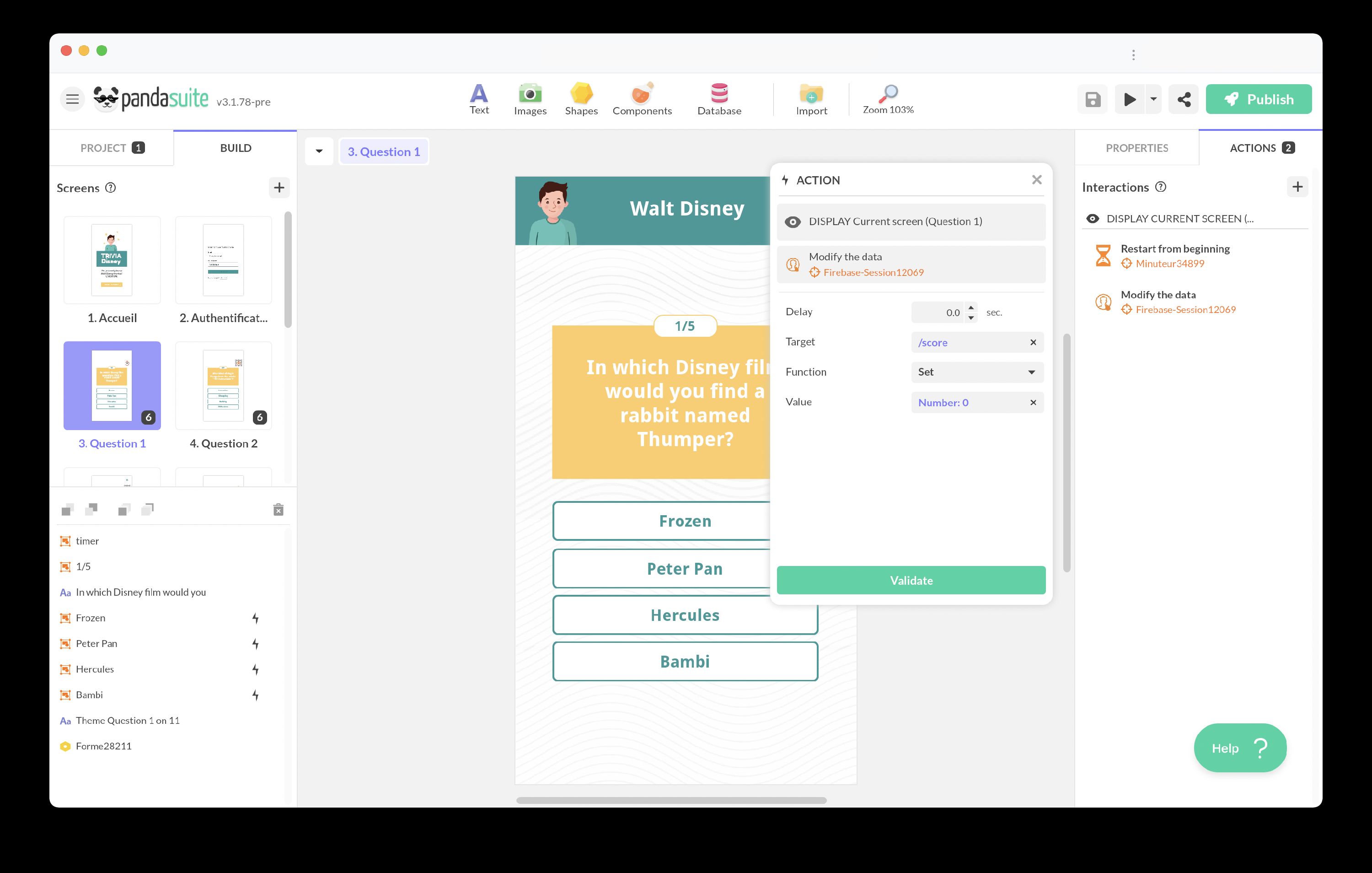 Reset Score Action Example