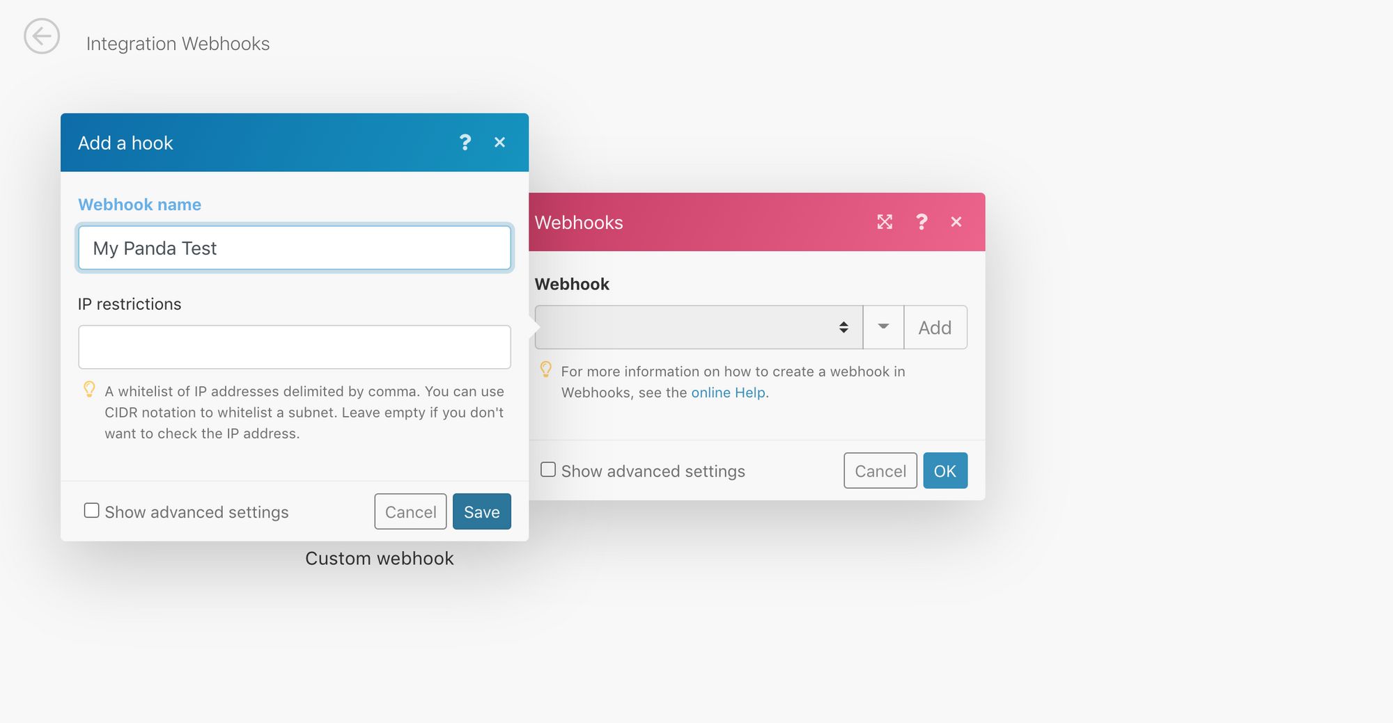 Customizing webhook name in Integromat