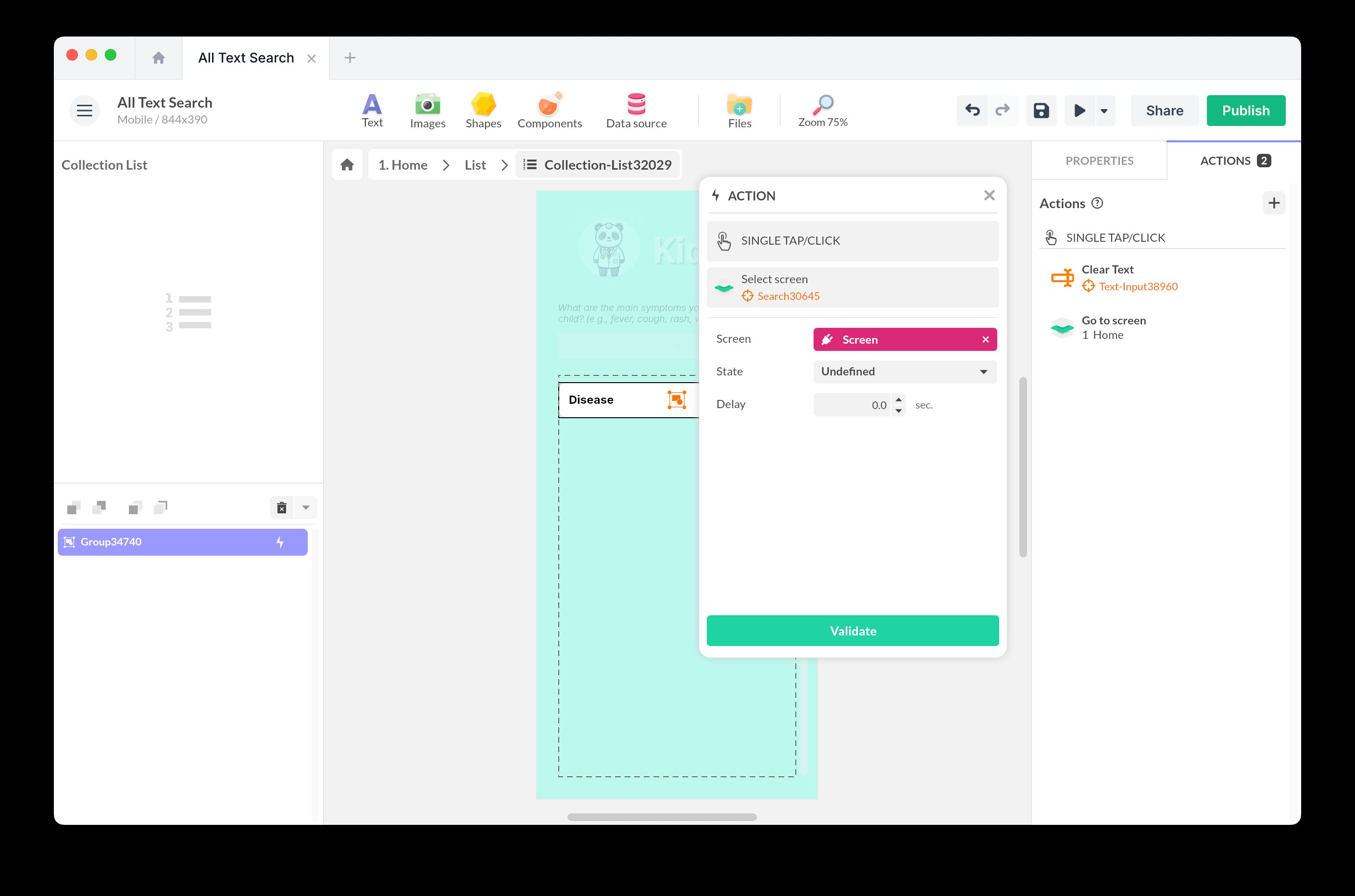 Screen data binding setup