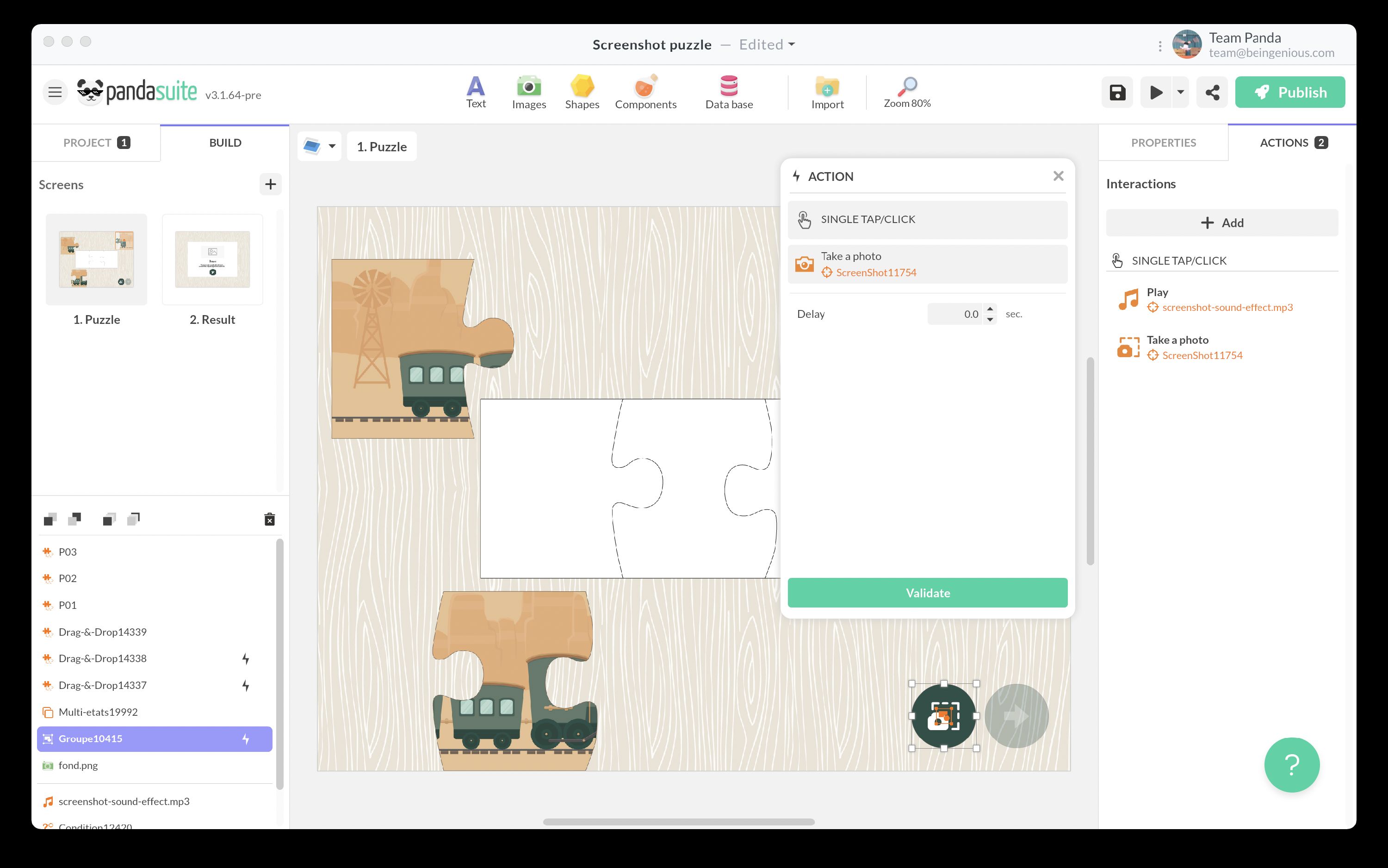 Screenshot Action Setup