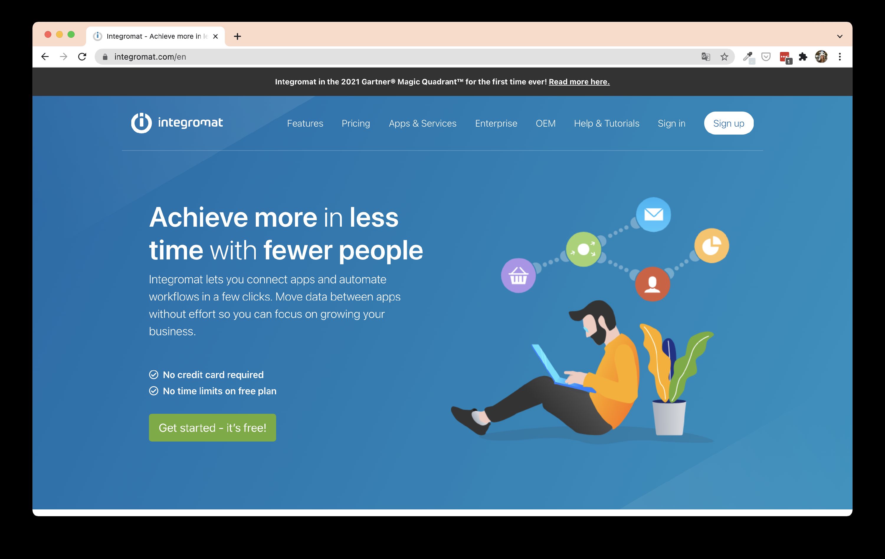 Screenshot of Integromat interface