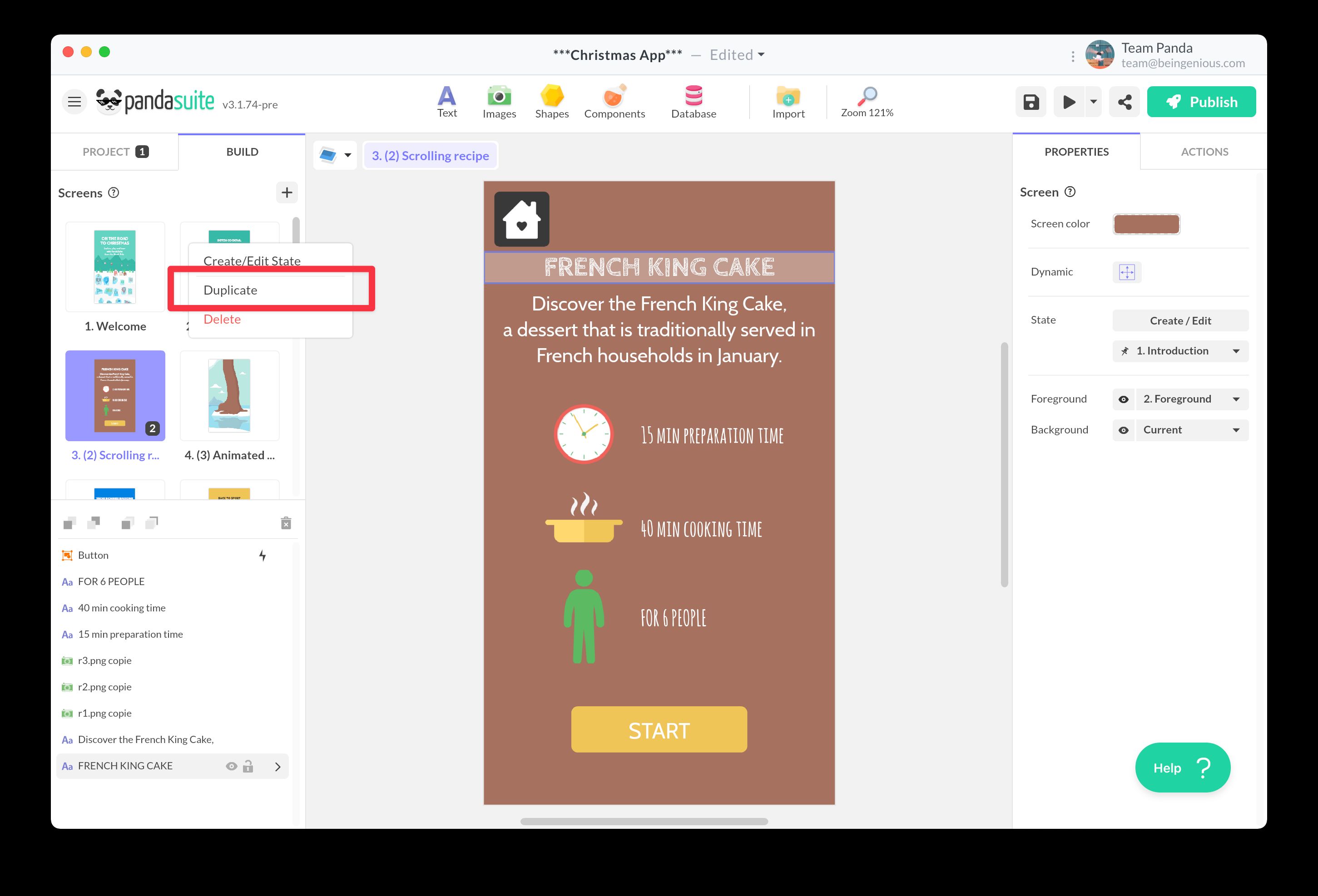 Screenshot of the duplication process