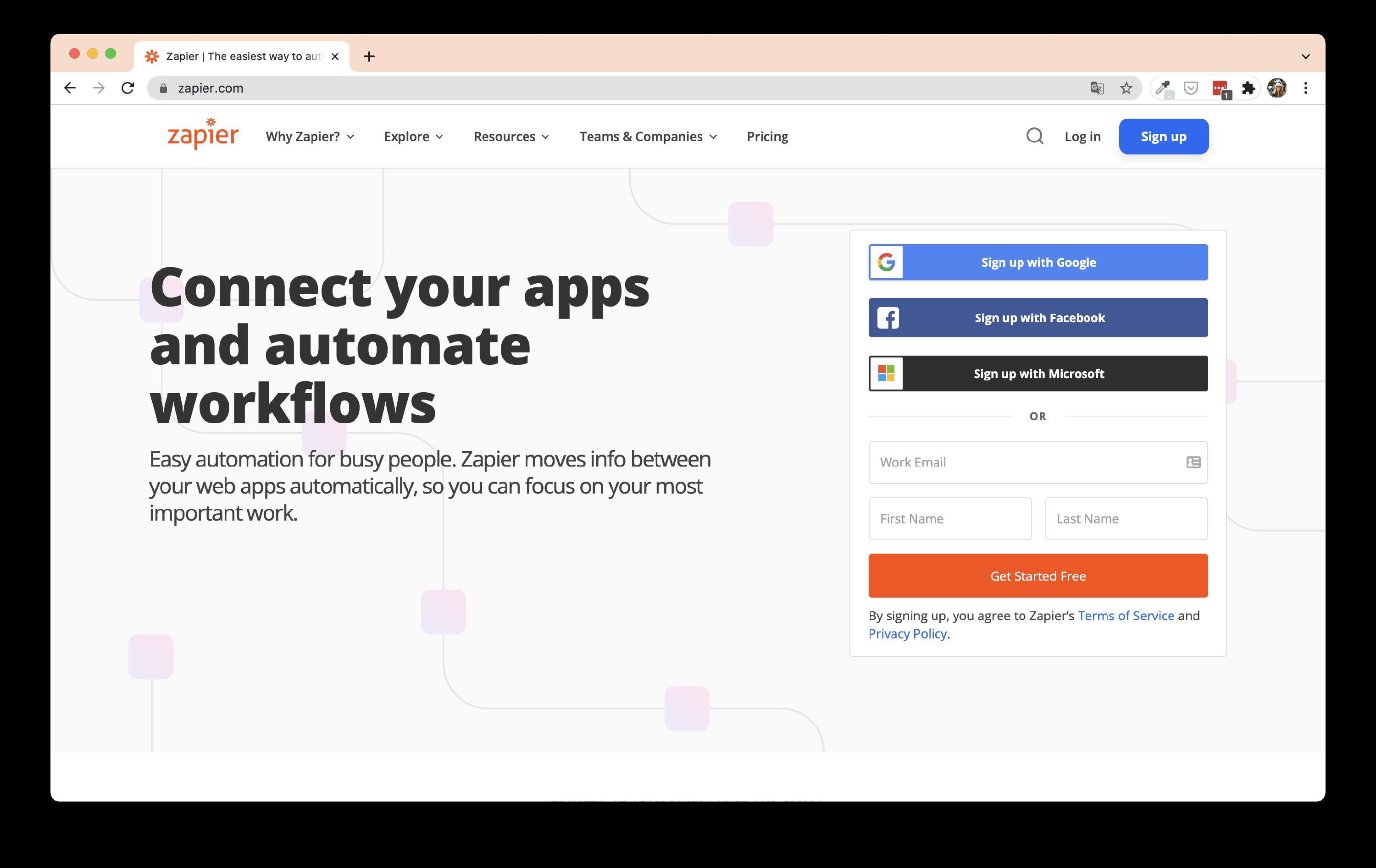 Screenshot of Zapier interface
