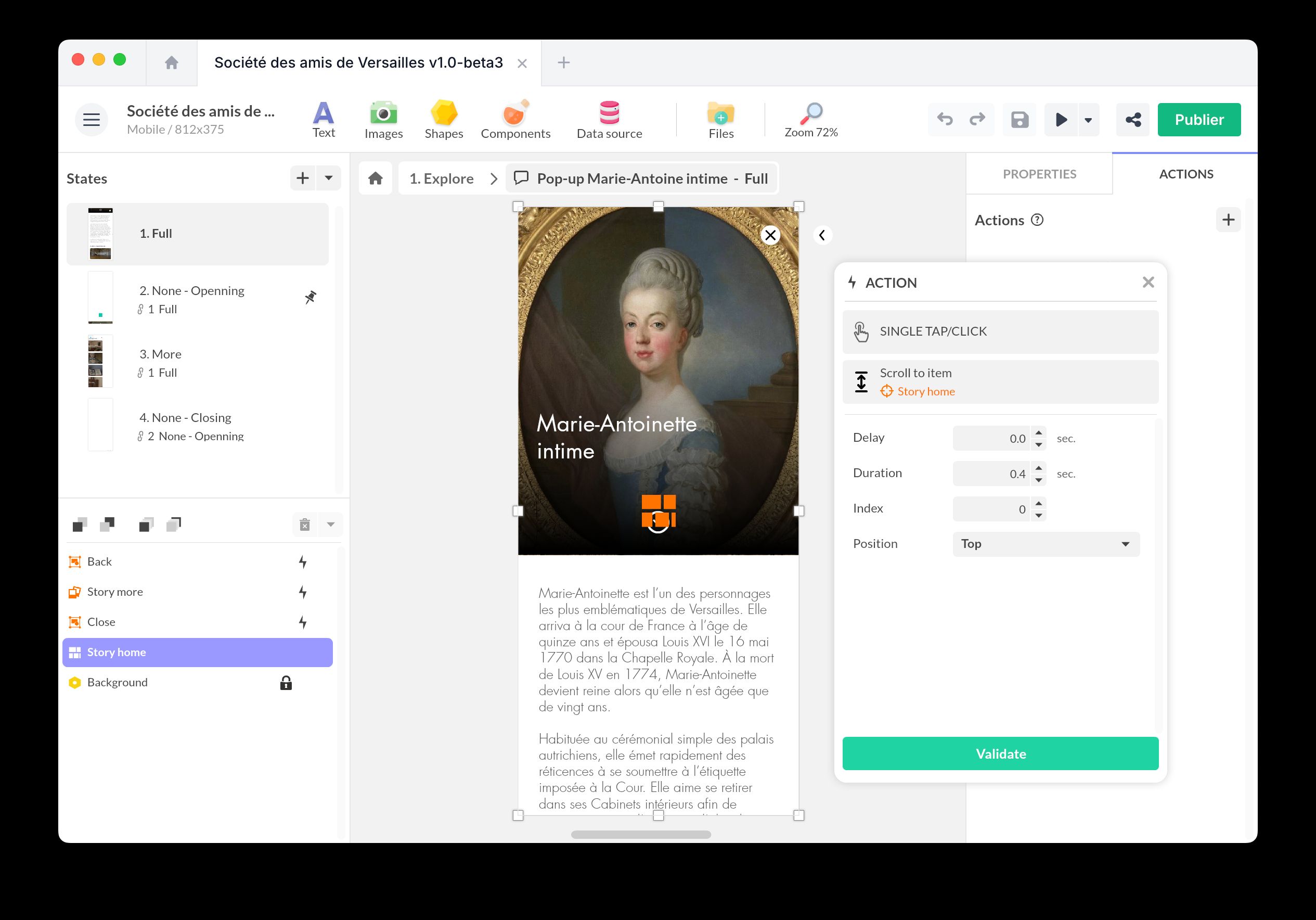 Scroll action setup in Flexbox