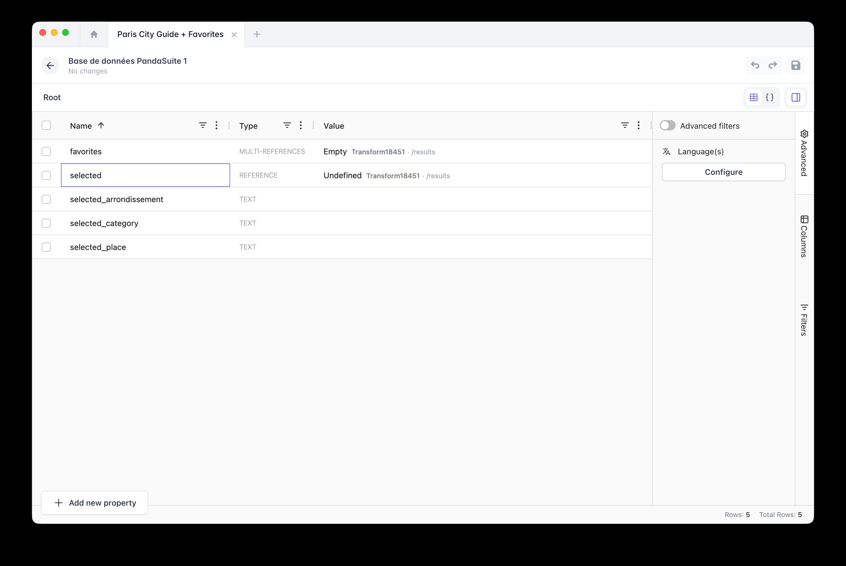 Reference type property in the Datastore pointing to the results collection
