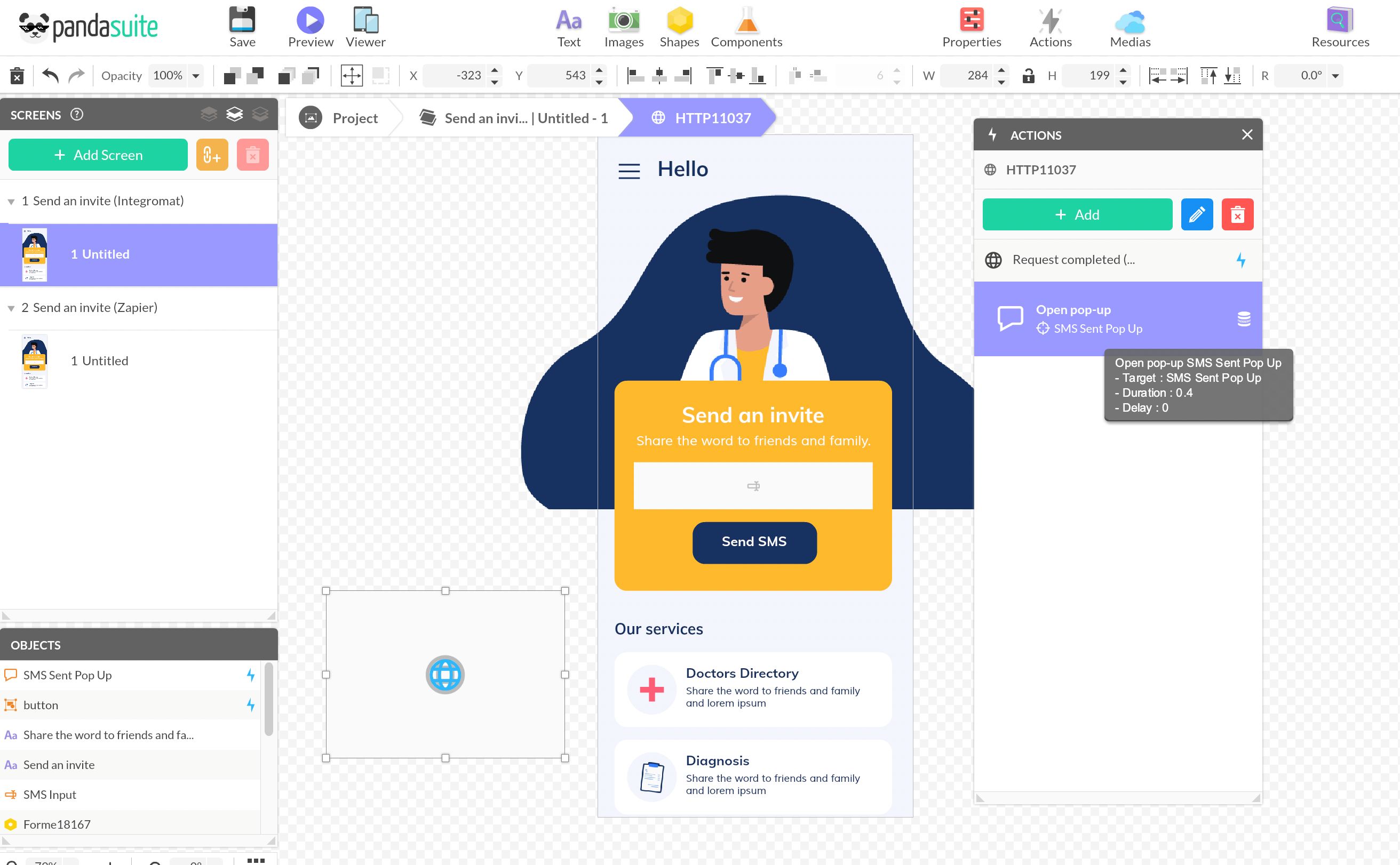 Selecting HTTP request completion trigger in PandaSuite