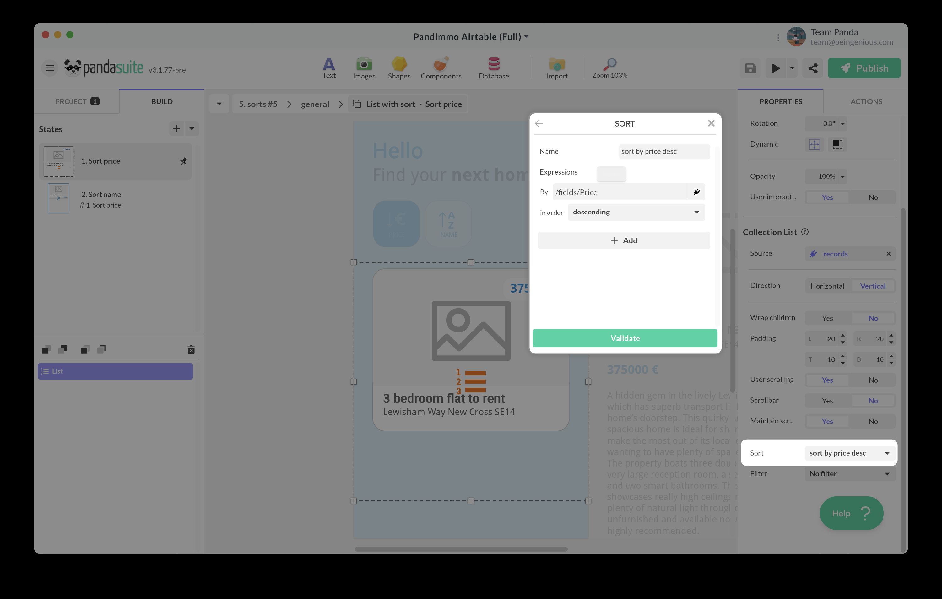 Sort Formula Example