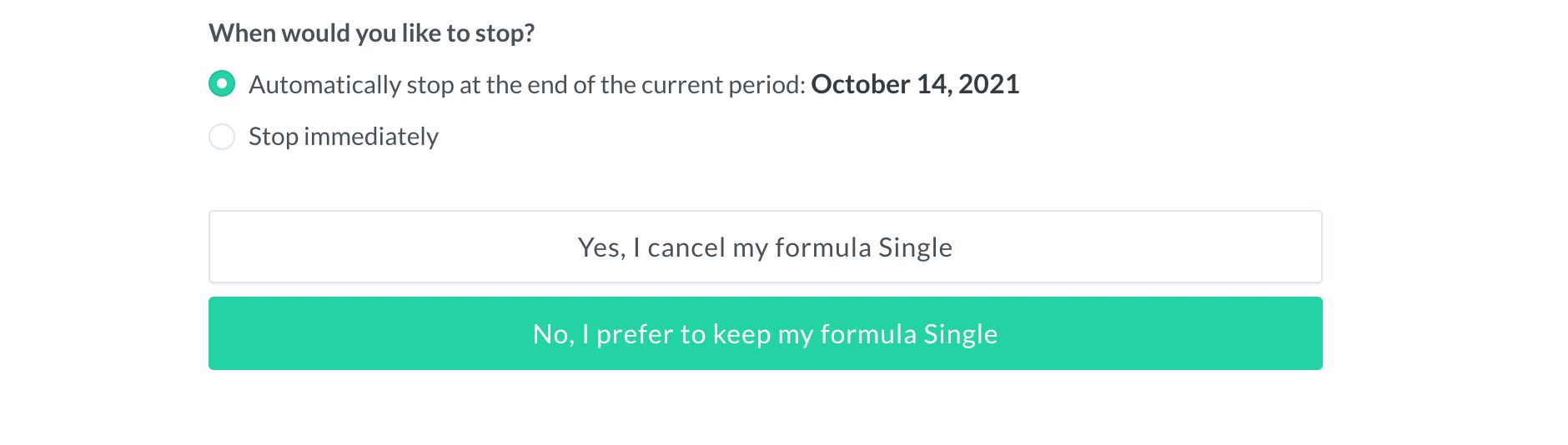 Subscription cancellation options