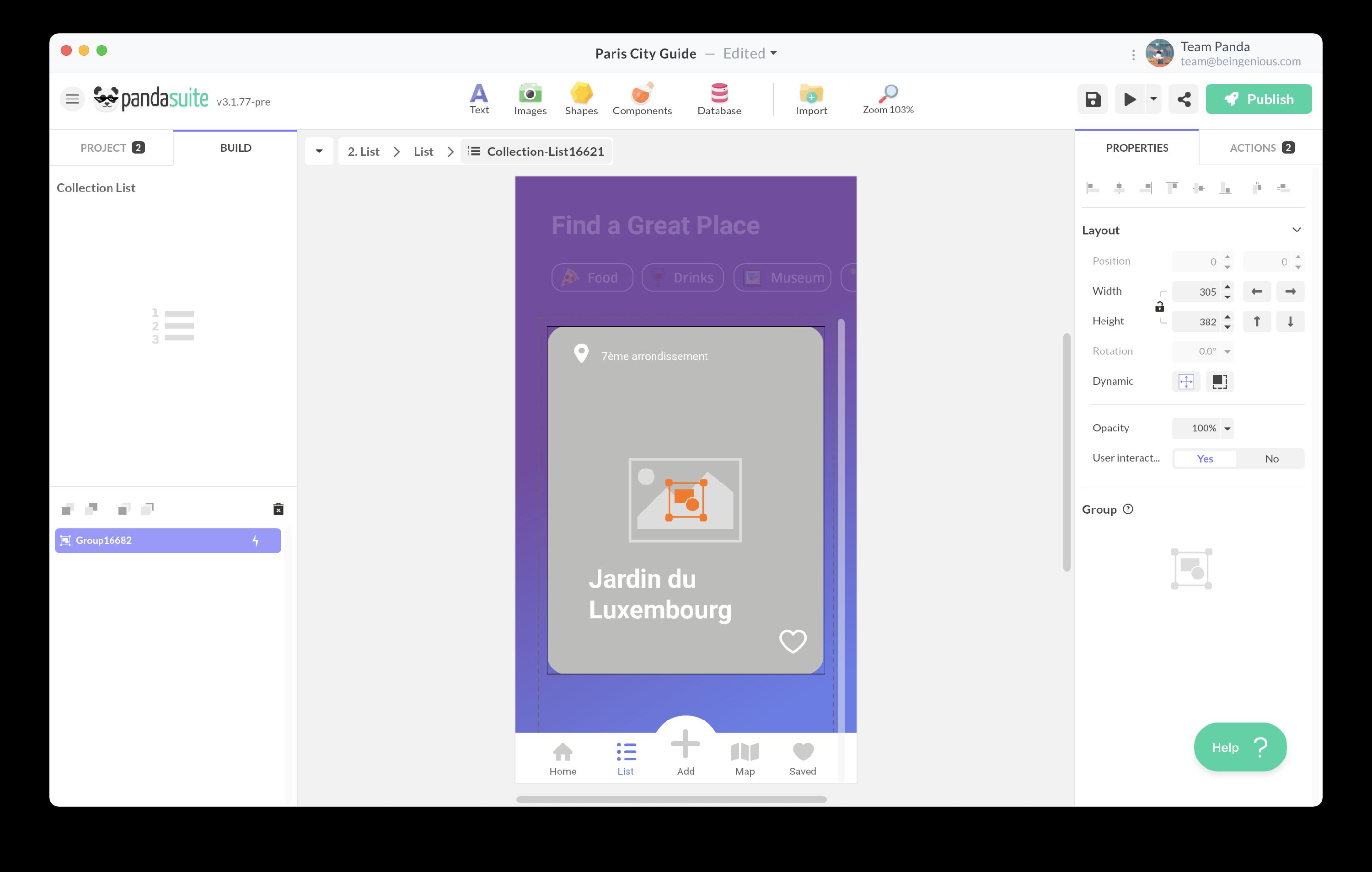 Template example with grouped elements