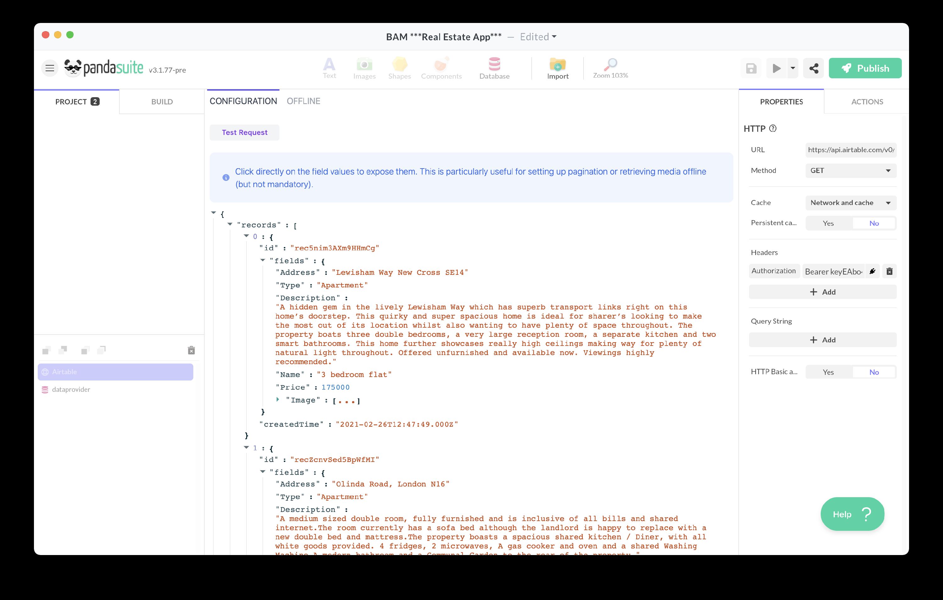 Airtable request results