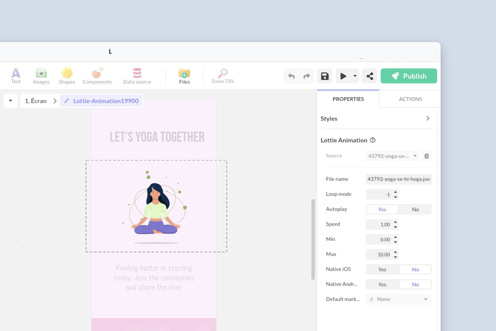 The Lottie Animation component