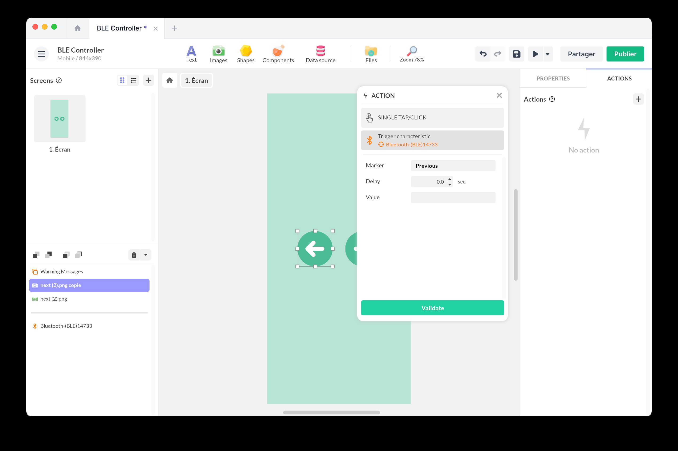 BLE characteristic trigger action