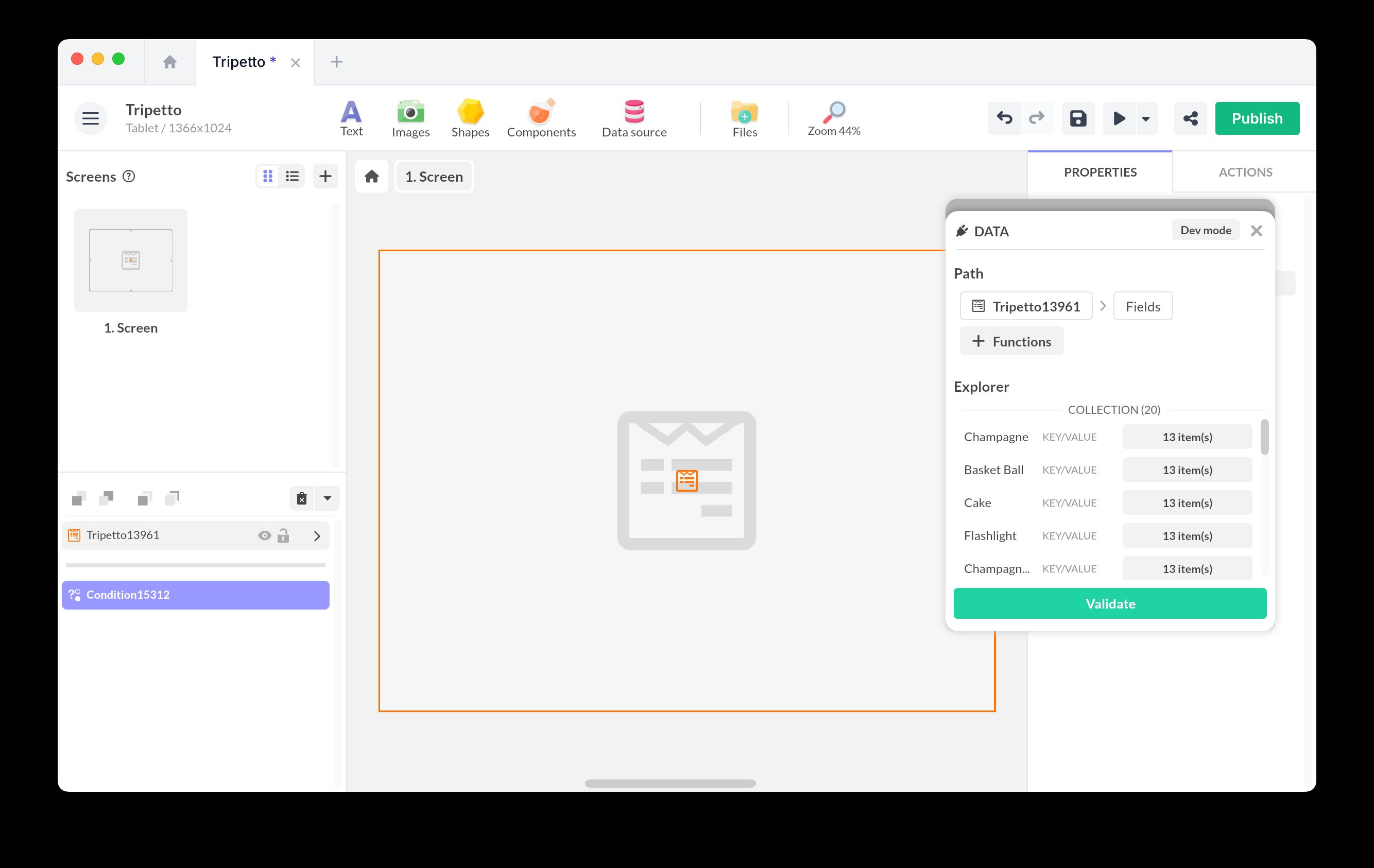 Tripetto condition setting