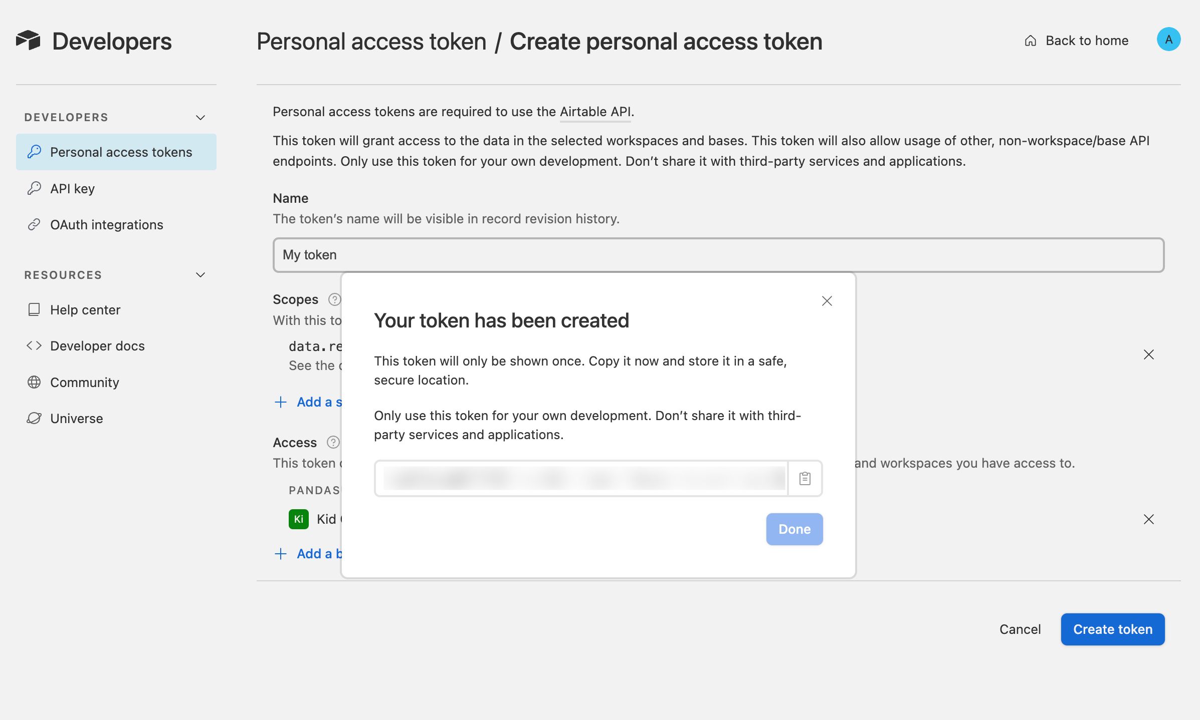 Personal token ready to use