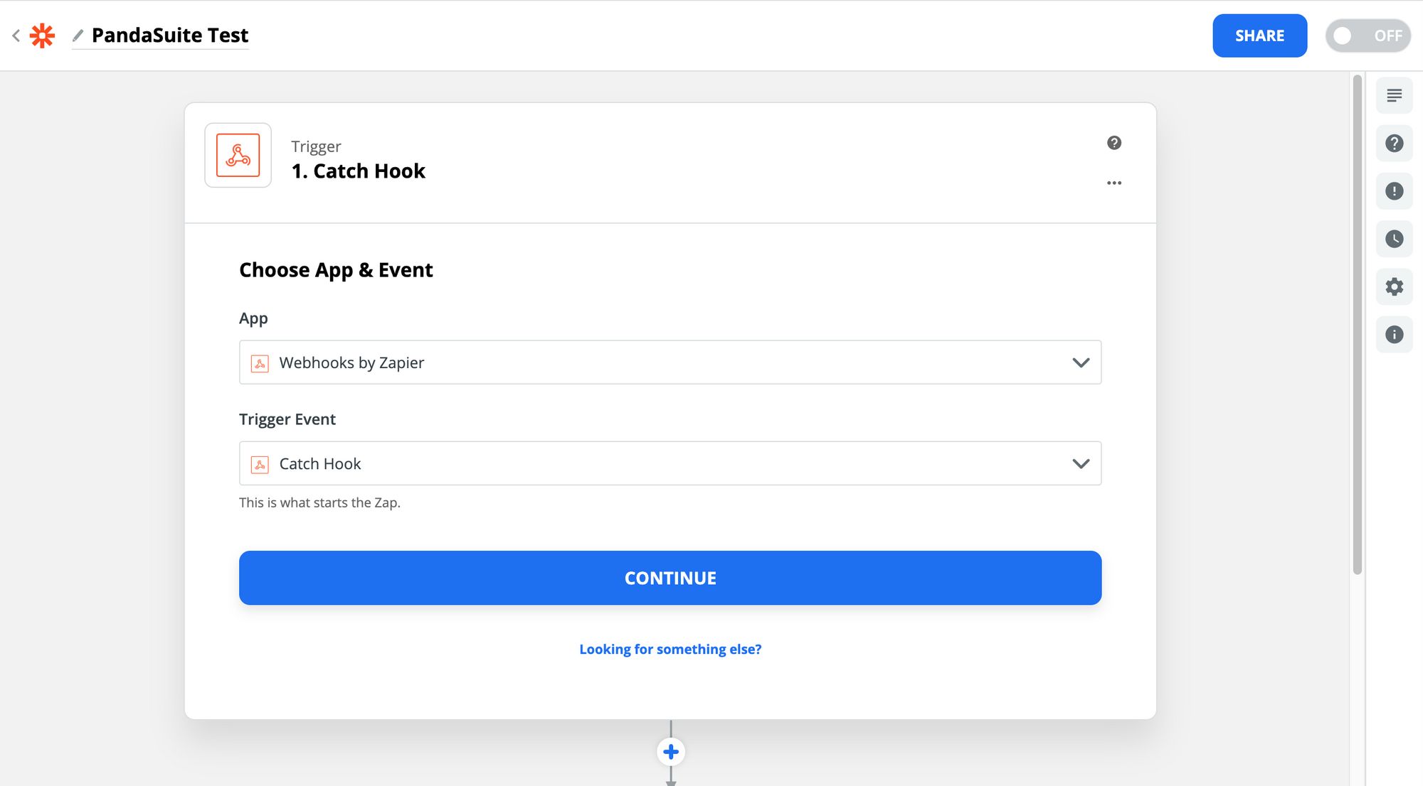 Choosing Catch Hook event in Zapier