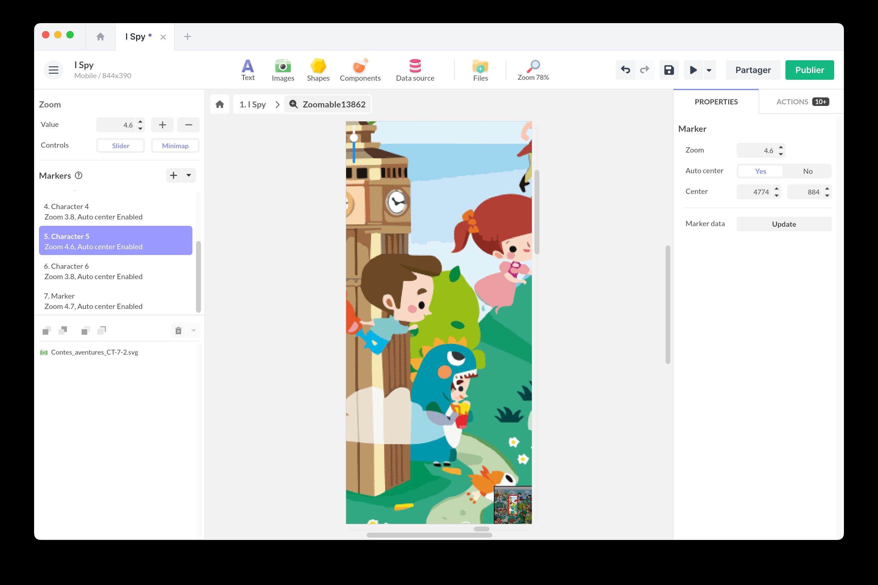 Zoom markers properties